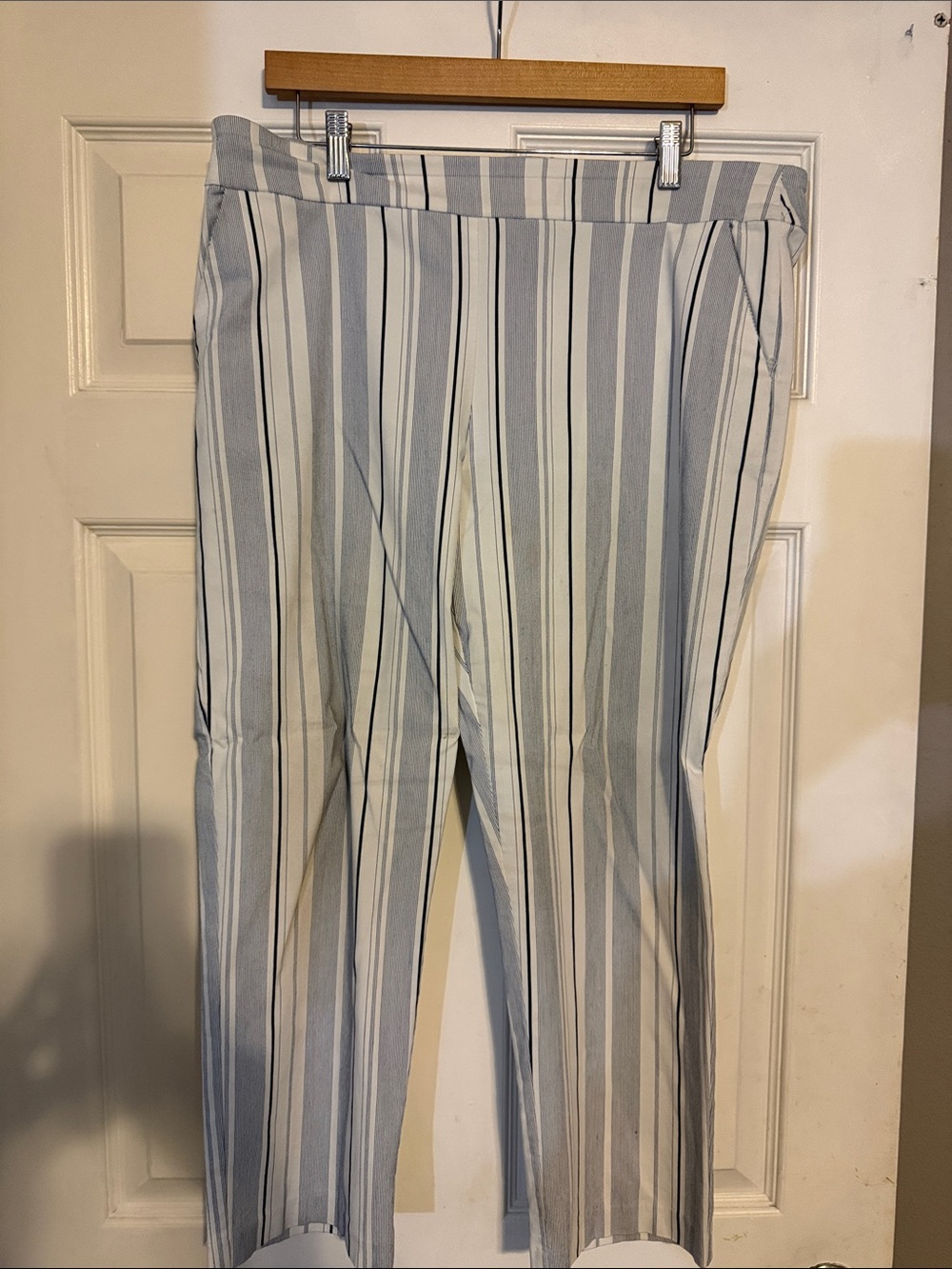 Attyre Vertical Stripe Chinos in Light Blue and White
